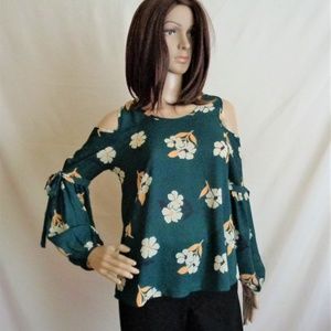 Sienna Sky floral tie sleeve cold sholder top